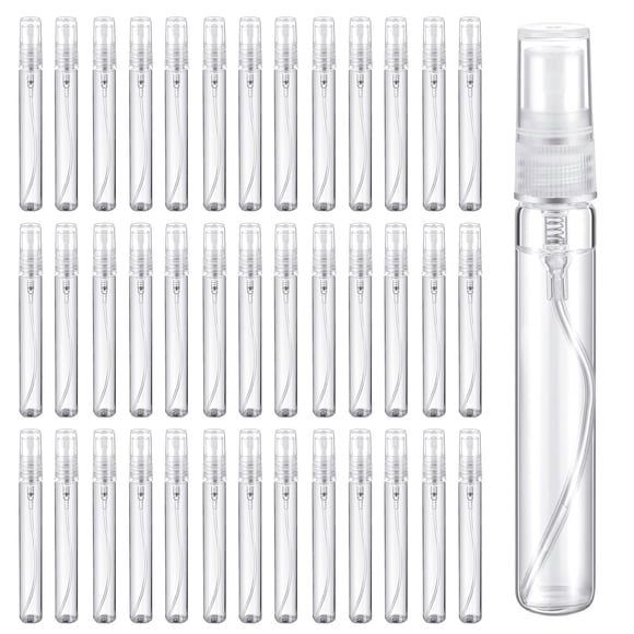 Mini Botellas en aerosol, Botellas de perfume de vidrio transparente de 10 ml,Recipientes líquidos reutilizables, para limpieza, perfume (70Pcs-10ml)