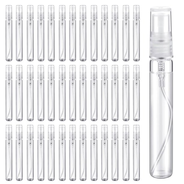 Mini Botellas en aerosol, Botellas de perfume de vidrio transparente de 10 ml,Recipientes líquidos reutilizables, para limpieza, perfume (70Pcs-10ml)