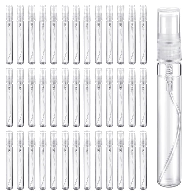 Mini Botellas en aerosol, Botellas de perfume de vidrio transparente de 10 ml,Recipientes líquidos reutilizables, para limpieza, perfume (70Pcs-10ml)