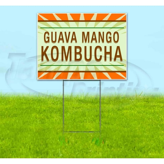 Guava Mango Kombucha (18"" X 24"") Yard Sign, Includes Metal Step Stake