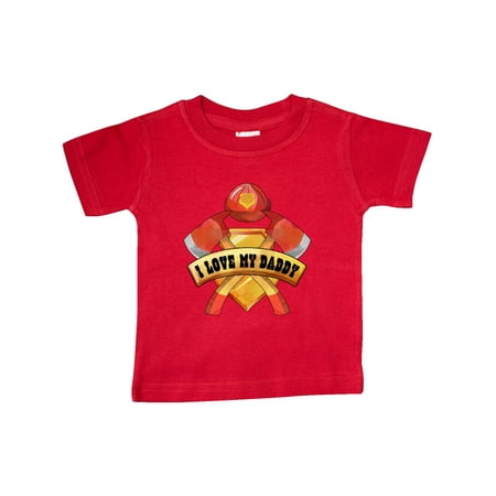

Inktastic I Love My Daddy- Firefighter Axes Badge Helmet Gift Baby Boy or Baby Girl T-Shirt