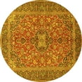 thumbnail image 1 of Ahgly Company Indoor Round Medallion Yellow Traditional Area Rugs, 3' Round, 1 of 4