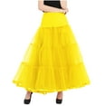 thumbnail image 2 of Women's Puffy Long Skirt High Waist Loose Trendy Mesh Tulle A-Line Bubble Skirt Wedding Guest Cocktail Party Evening Maxi Skirt, 2 of 9