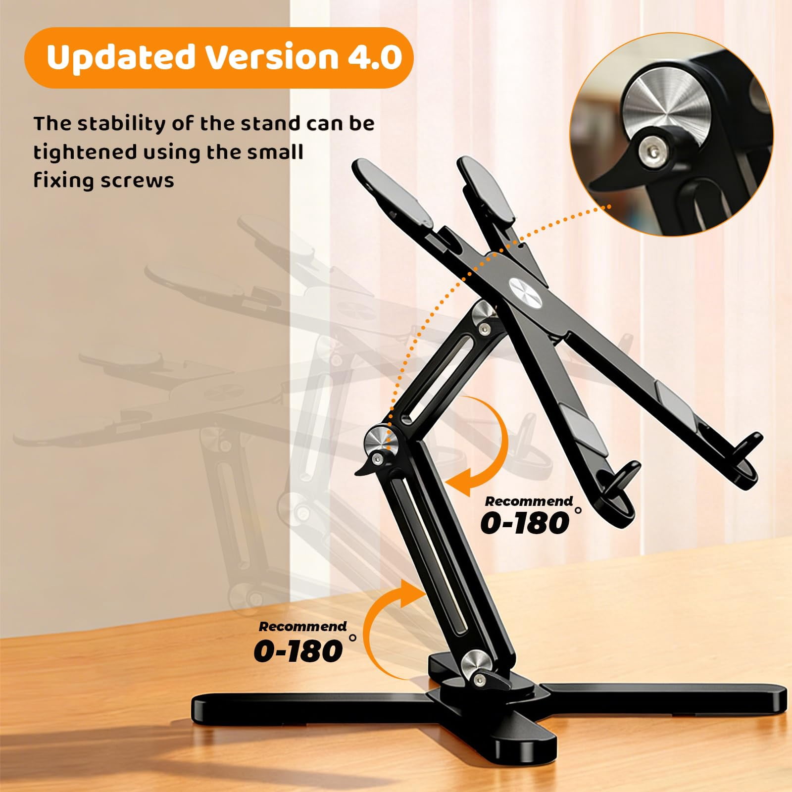 Laptop Stand With 360 Rotating Base  Computer Notebook Riser Metal Holder For Desk Collaborative Work Fully Foldable Easy Storage Fits All Macbook Laptops Up To 16 Inches Black