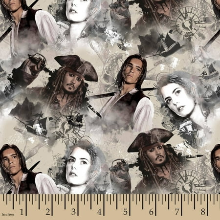 Pittsburgh Pirates Fabric Disney Pirates Of The Caribbean, Tan, 100 Percent Cotton, 43/44