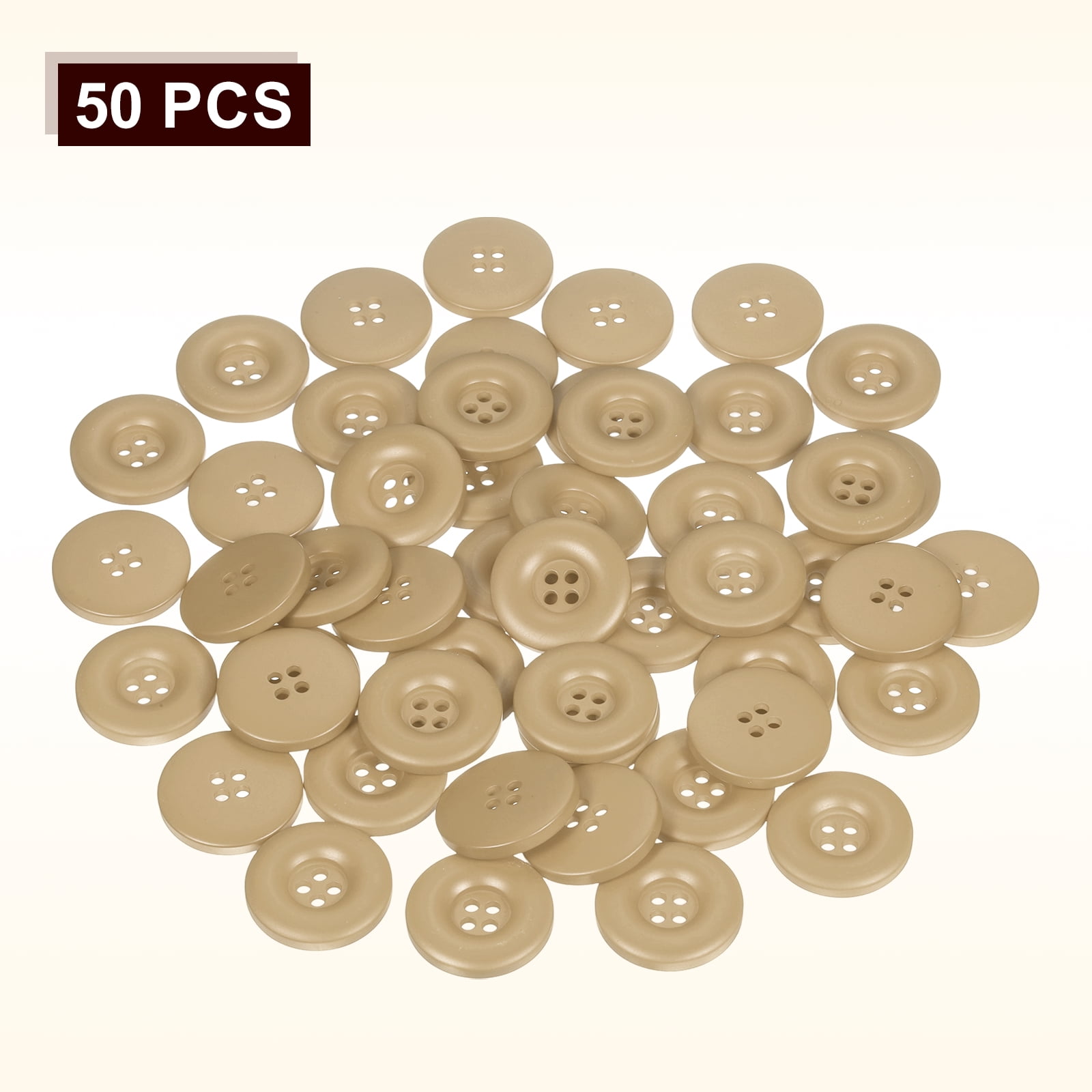 Uxcell 50pcs Sewing Button 30mm 4 Holes Resin Round Crafting Buttons, Brown