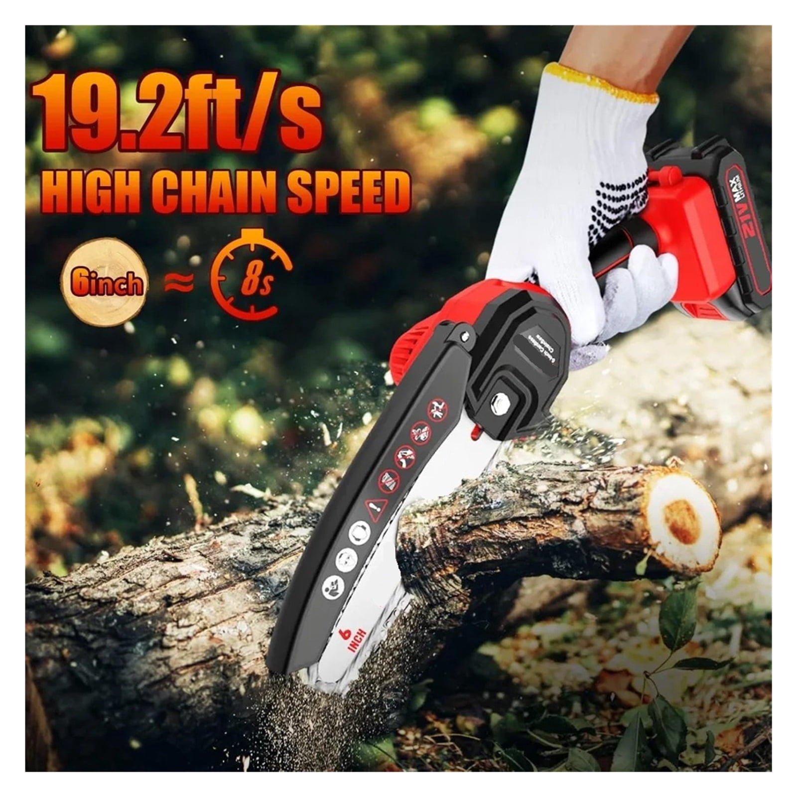 Mini Chainsaw 6-Inch Cordless - Handheld Electric 21V Battery Powered Hand Chainsaw - Small Pruning Shears Chain Saw