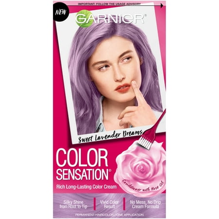 Garnier Color Sensation Hair Color Cream, 8.21 Sweet Lavender Dreams (Iridescent Purple), 1 kit