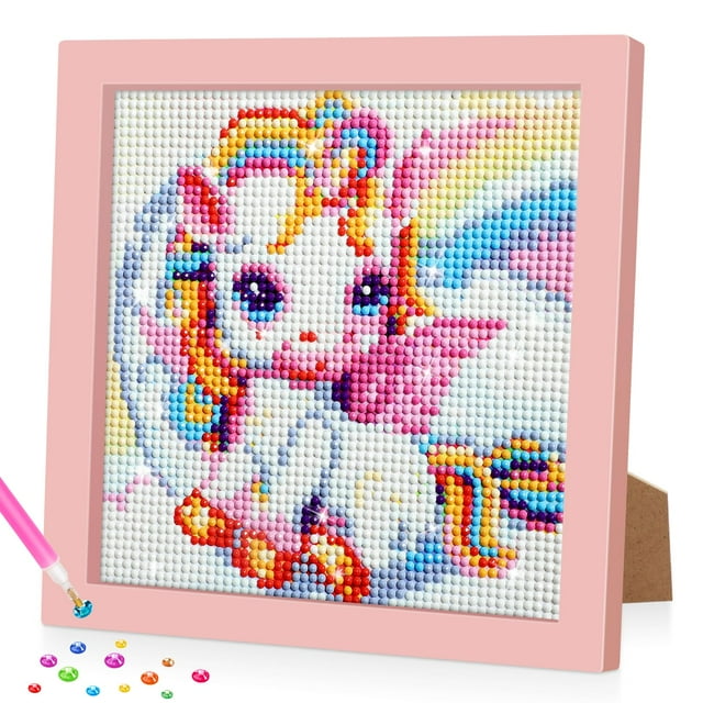 Kit de pintura con diamantes VINDIJA, bonito unicornio con marco, para niños de 4 a 12 años