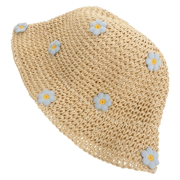 Raindrops  Small Flower Straw Hat Visor Hats Women Sun for Miss Seaside