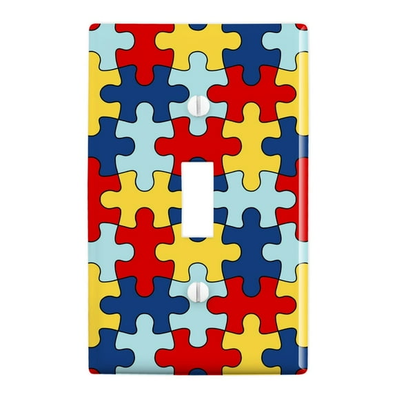 Autism Awareness Diversity Puzzle Pieces Plastic Wall Decor Toggle Light Switch Plate Cover