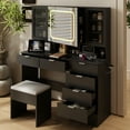 thumbnail image 6 of Ktaxon Large 47.24" Makeup Vanity Table Set with Hidden Storage, 7-Drawer Dressing Table, Bedroom Makeup Table, Black, 6 of 12