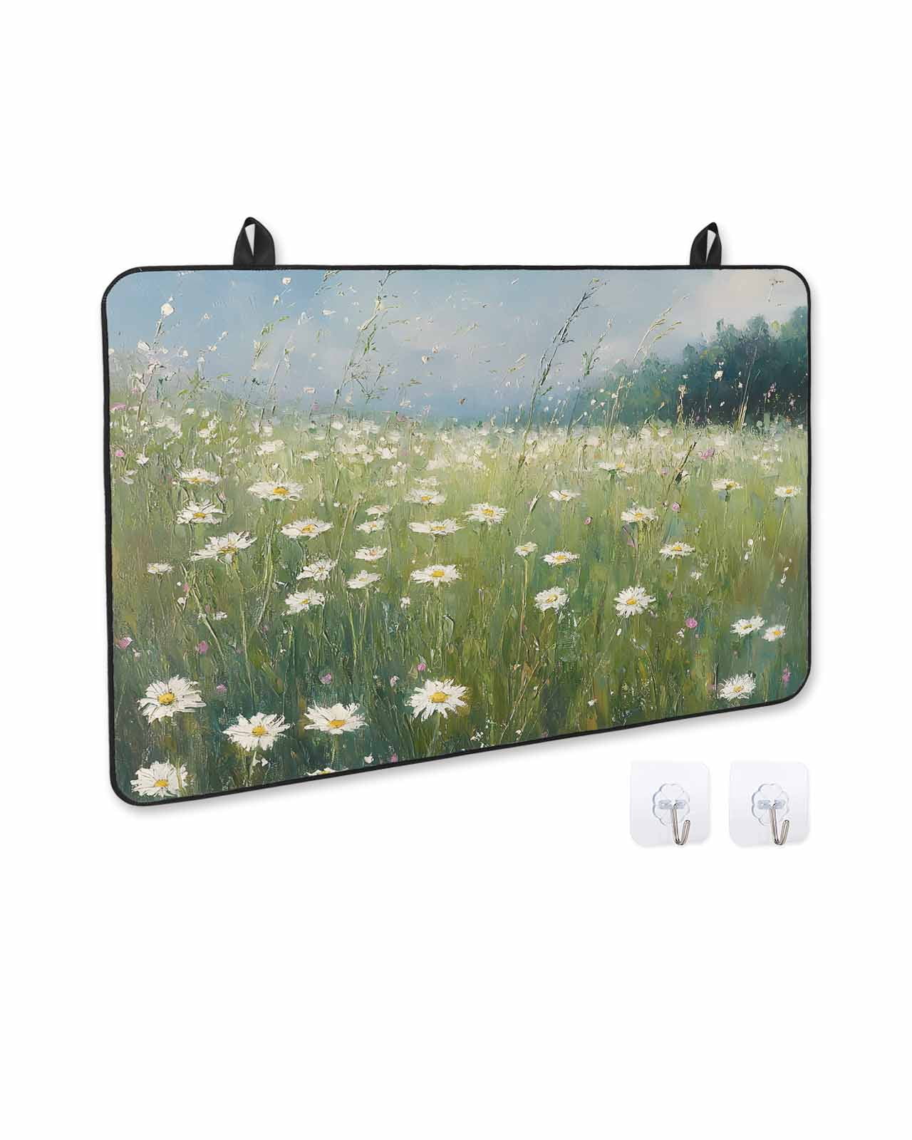 nqOlkjepod Large Induction Cooktop Protector Mat 28.5"x20.5", Spring Floral Stove Top Covers for Electric Stove, Whit Green Botanical Modern Oil Painting Stove Burner Cover Mats Stove Cover