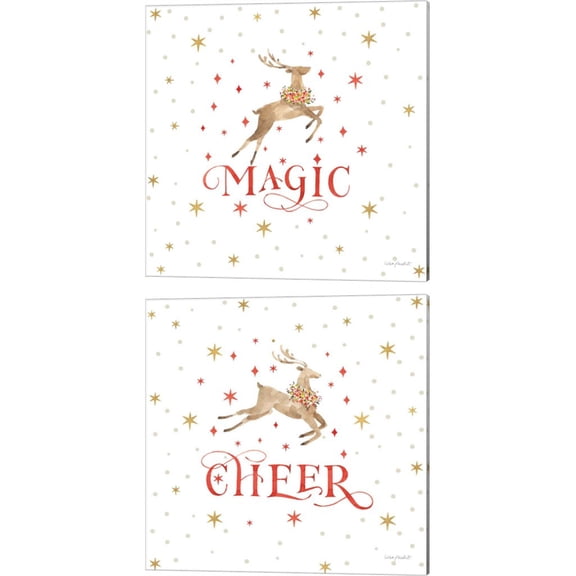 Great Art Now Merry & Bright by Lisa Audit 2 Piece Canvas Art Set Each 14"W x 14"H