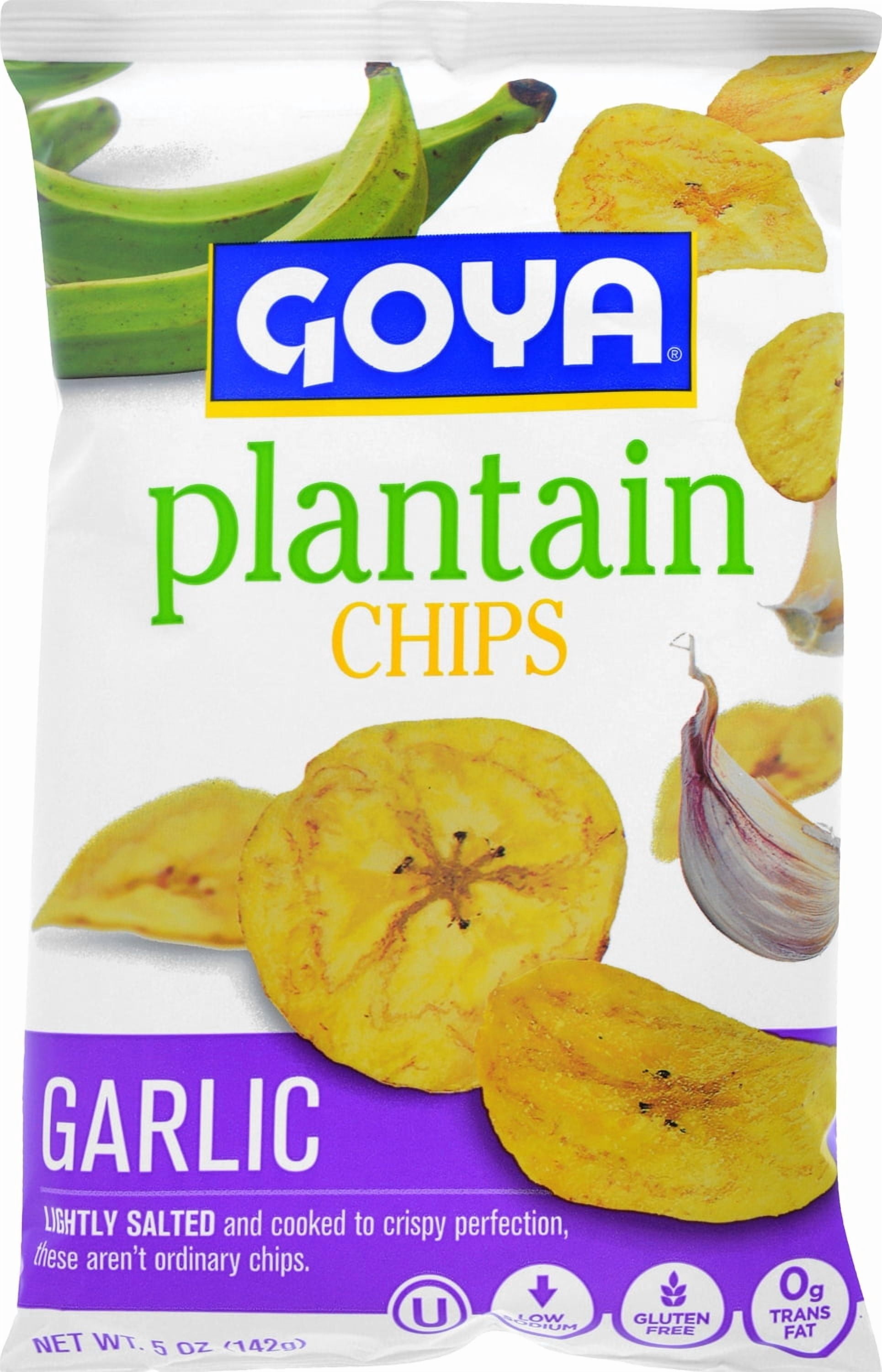 (4 pack) Goya Plantain Chips, Garlic, 5 Oz