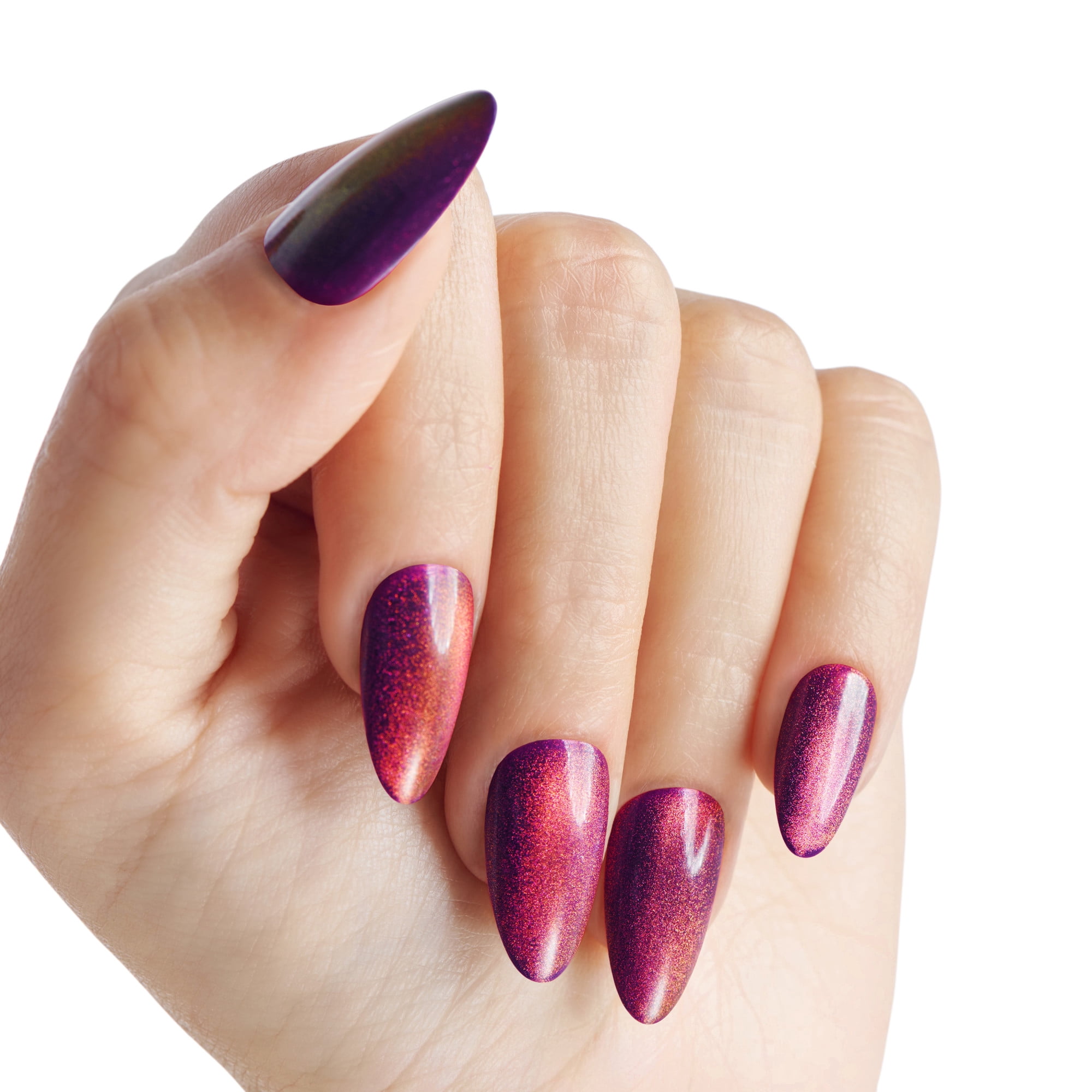 KISS Gel Fantasy Magnétique – Courant, Mauve, Amande, Moyen, 28 unités