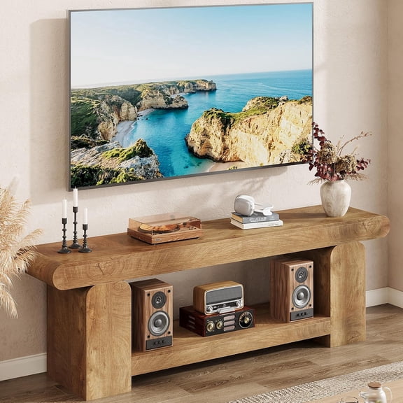 Vividwood 63" Modern Wood TV Stand for TVs up to 75 Inch, 2-Tier Entertainment Center Console for Living Room