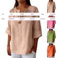 thumbnail image 3 of Blouses for Women Button Front Linen Style Loose Fit Three Season Daily Casual Short Sleeve Top Womens Tops, 3 of 6