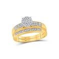 thumbnail image 2 of 10kt Yellow Gold His Hers Round Diamond Cluster Matching Wedding Set 1/3 Cttw, 2 of 3