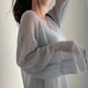 thumbnail image 2 of Camisetas de manga larga para mujer, jersey ligero de punto para bar, natación en verano Gris, 2 of 9