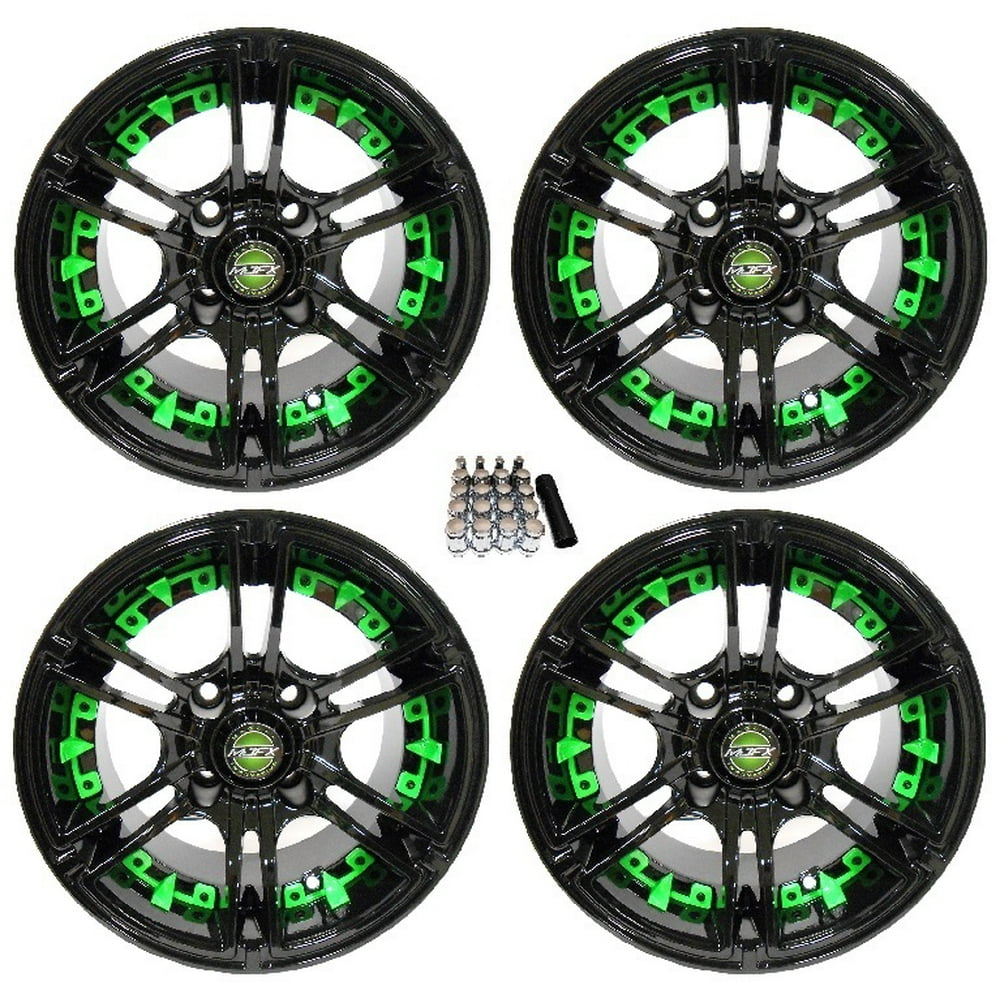 Madjax 12" Mirage Black/Green Golf Cart Wheels/Rims Yamaha Walmart