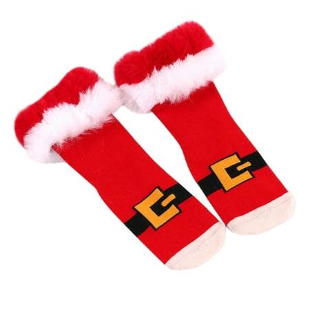 

1 Pair of Knit Socks Autumn Short Socks Xmas Plush Decor Socks for Children Girls