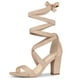 thumbnail image 1 of Sandalias Con Cordones Entrecruzadas Allegra K Tacones Bloque Medio Mujer Desnudo 40, 1 of 6