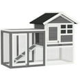 thumbnail image 1 of PawHut 49" Wooden Rabbit Hutch with Screened Run, Grey, 1 of 10