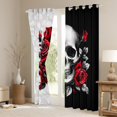 thumbnail image 4 of Feelyou Gothic Skull Teens Black Out Curtains, Valentine's Day Rose Curtains Pack of 2 (42x63 Each), Black Red Flower Bedroom Curtains, Window Curtains Decor, 4 of 7