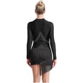 thumbnail image 2 of iiniim Women's V Neck Long Sleeve Fringe Latin Dance Tango Waltz Cocktail Party Dress Black XL, 2 of 7