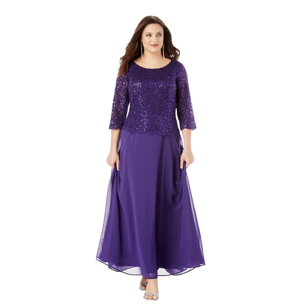 Roaman's - Roaman's Women's Plus Size Lace Popover Dress Formal Evening - Walmart.com - Walmart.com