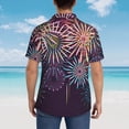 thumbnail image 4 of Sikiie Fireworks2 Print Men's Hawaiian Shirt, Summer Beach Button Pocket Short Sleeve T-Shirt,X-Large, 4 of 7