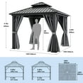 thumbnail image 2 of Dextrus 10' x 10' Gazebo, Aluminum Frame, Galvanized Steel Double Roof, Netting and Curtains, Gray, 2 of 5