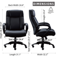 thumbnail image 4 of Ultra Big and Tall Desk Chair with Padded Armrest and Adjustable Seat - Supports up to 500lbs，Black, 4 of 7