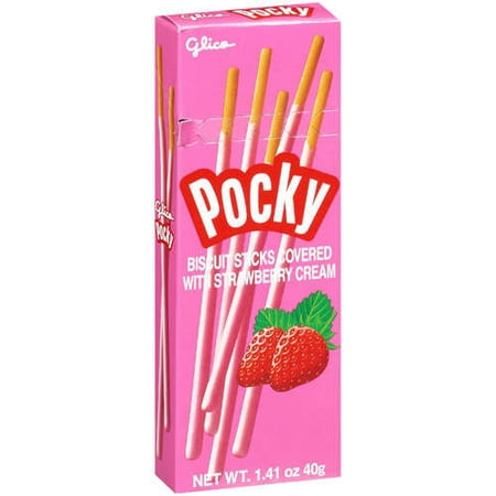 (2 Pack) Glico Pocky Biscuit Sticks, Strawberry, 1.41