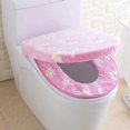 thumbnail image 2 of Juego de 2 unidades de funda para asiento de inodoro de baño, forro polar de Coral blando, cojín, alfombrilla lavable (rosa), 2 of 3