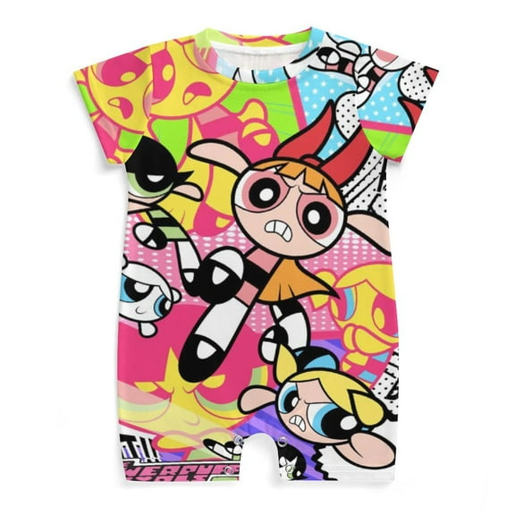 The Powerpuff Girls Baby Romper Short Sleeve Bodysuits Soft Rompers Summer Clothes One-Piece Jumpsuits Outfits 0-3M