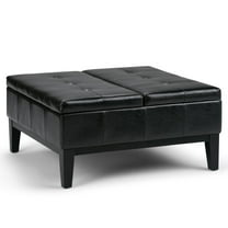 Square Coffee Table Ottoman with Storage - Lift Top Footrest, 32 Inch, Faux Leather Living Room Furniture