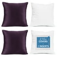 thumbnail image 1 of Nestl Plush 2 Pack Solid Decorative Microfiber Square Throw Pillow Cover with Throw Pillow Insert for Couch, Eggplant, 26" x 26", 1 of 1