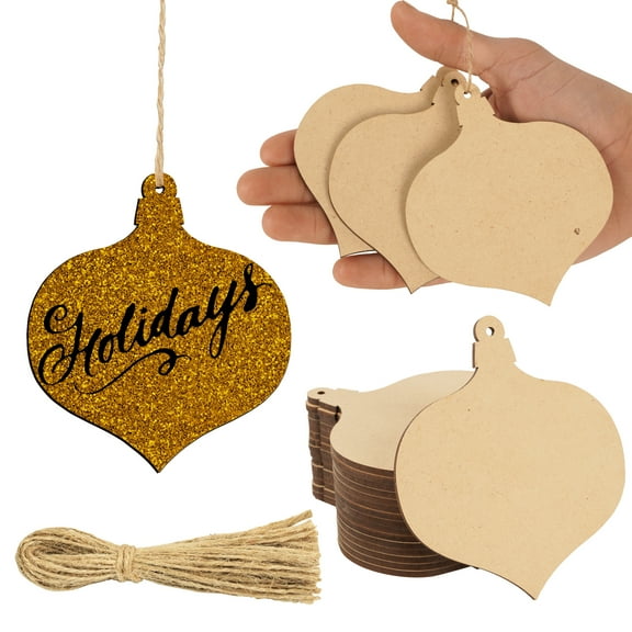 Inkdotpot 40pcs Wooden Ornament with Holes 3.5" Unfinished Predrilled Natural Wood Slices for Crafts Wooden DIY Christmas Ornaments Hanging Ropes Included