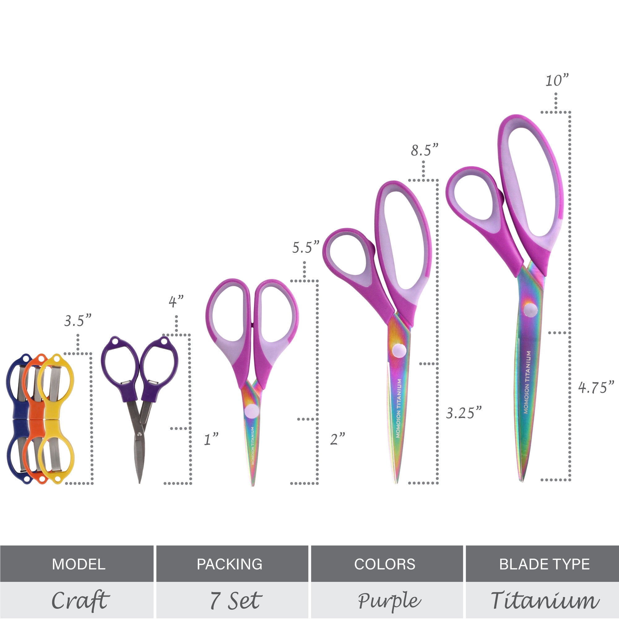 BambooMN Titanium Softgrip Set & Folding Scissors - Purple - 1 Set