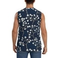 thumbnail image 4 of Easygdp Cherry Blossoms on Navy Background Men's Breathable Tank Tops Sleeveless Sporty T Shirts for Basketball, Mountaineering, Bodybuilding -Large, 4 of 8