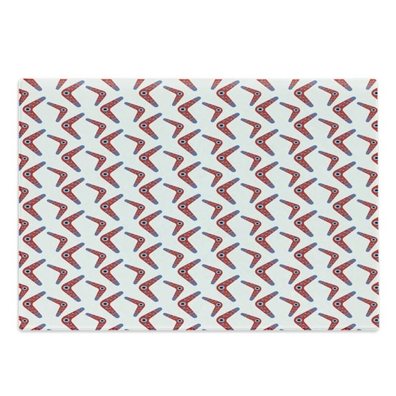 Aboriginal Cutting Board, Boomerang Style Motifs with Ornamental Art, Decorative Tempered Glass Cutting and Serving Board, in 3 Sizes, by Ambesonne