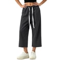 thumbnail image 4 of Hueook Straight Leg Jeans for Women Drawstring Elastic Waist Denim Pants with Pockets Casual L, 4 of 5