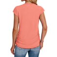 thumbnail image 5 of Remera de mujer Sampeel color coral con mangas cortas y frunces, talle M, 5 of 5