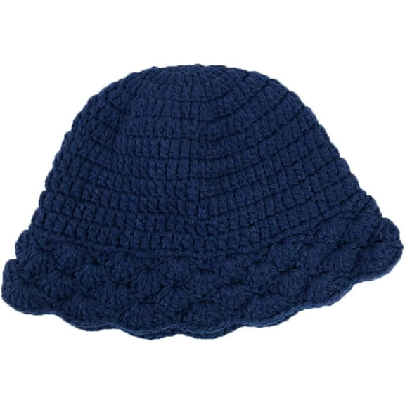 CoCopeaunts Beanie Hat for Women Four Season Solid Color Warm Knitted Hats Casual All-Match Ruffle Brim Shade Fishermen Cap
