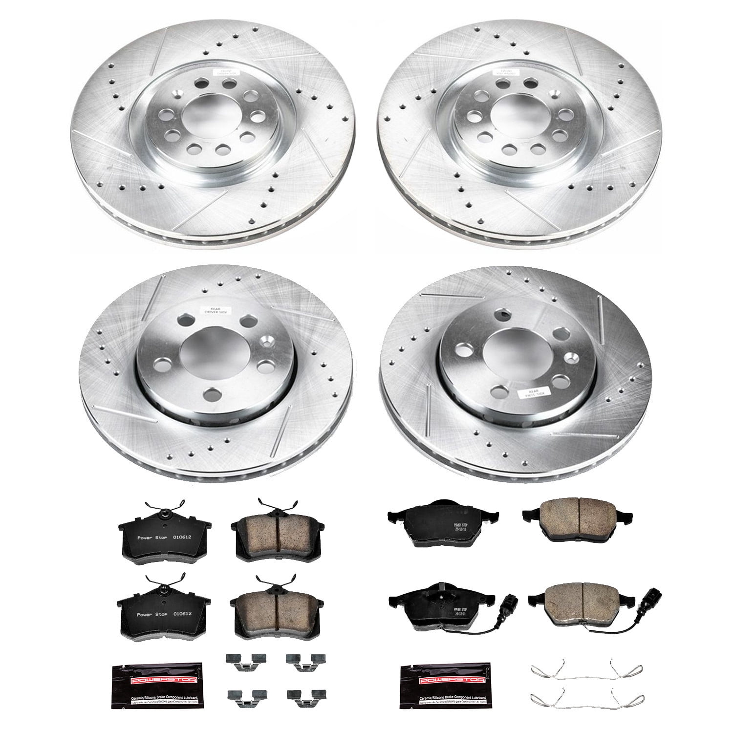 Power Stop Front and Rear Ceramic Brake Pad and Drilled and Slotted Rotor Kit K916
