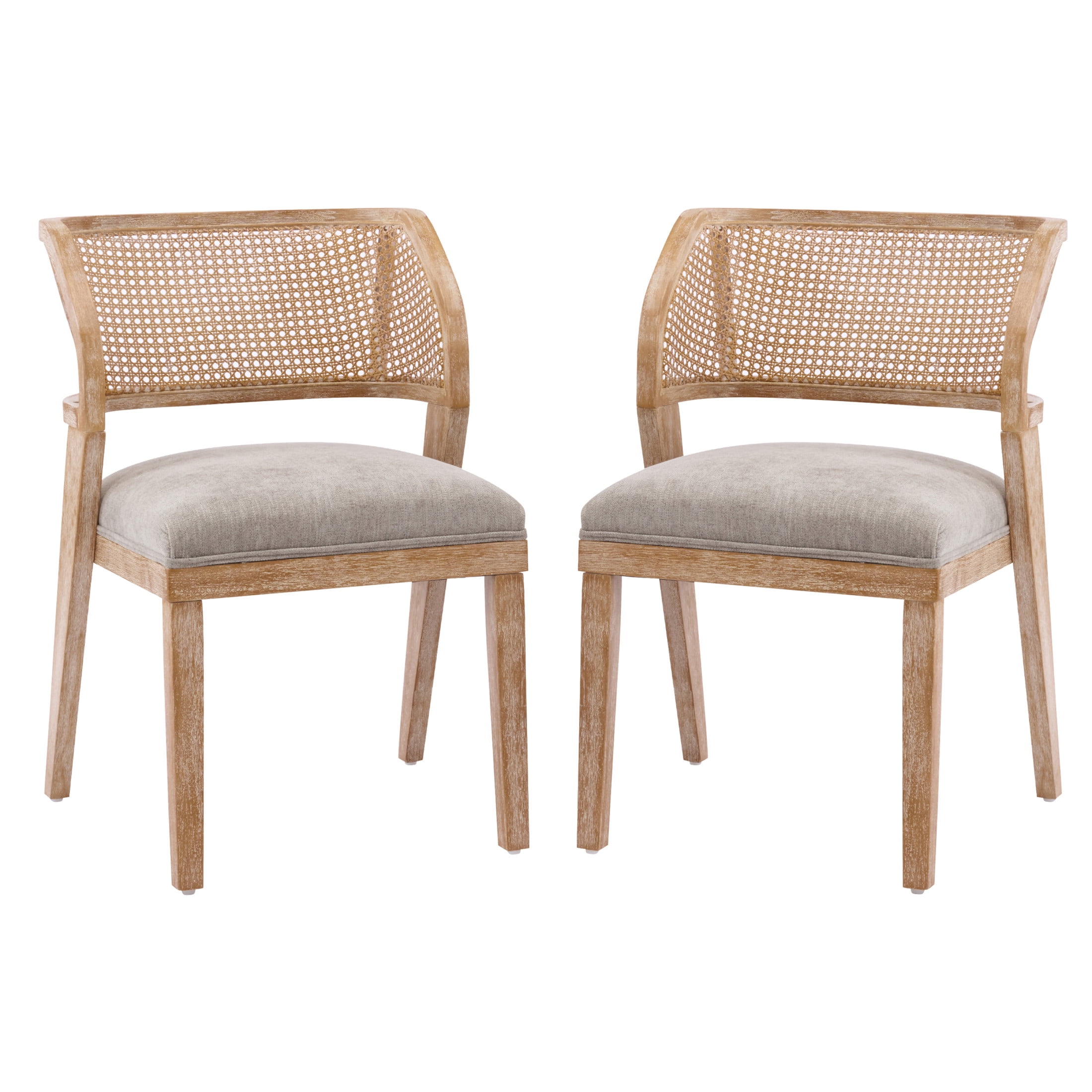 Christopher Knight Home Vintage Rattan Back Dining Chairs Set of 2, Natural Rubberwood Frame, Light Brown Seat