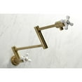 thumbnail image 4 of Kingston Brass KS4107PX Metropolitan Two-Handle 1-Hole Wall Mount Pot Filler Faucet in Brushed Brass, 4 of 8