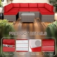 thumbnail image 3 of Outdoor Sectional Cushions, 6 Seat Patio Sectional Cushions, 4" Foam High-Density, Water-Resistant Patio Sofa Cushions Replacement Set（Red）, 3 of 8